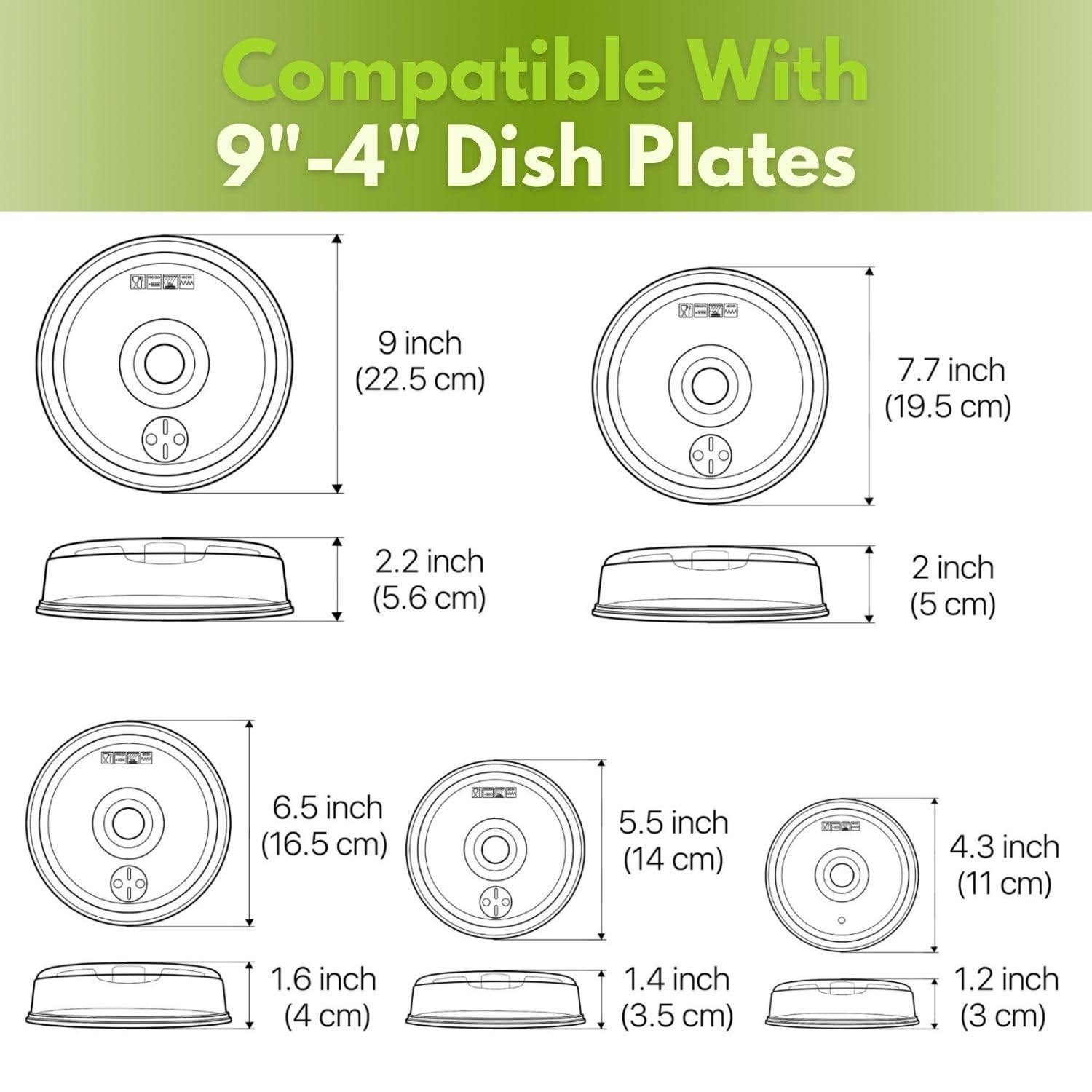 Set of 5 Microwave Plate Covers with Adjustable Steam Vents Microwave Splatter