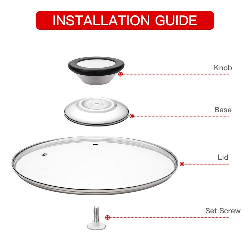 Glass Lid for Frying Pan, Fry Pan, Skillet, Pan Lid with Handle Coated in Sil…
