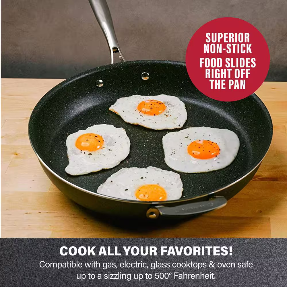 14 In. Aluminum Ultra-Durable Diamond Infused Family Skillet with Helper Handle