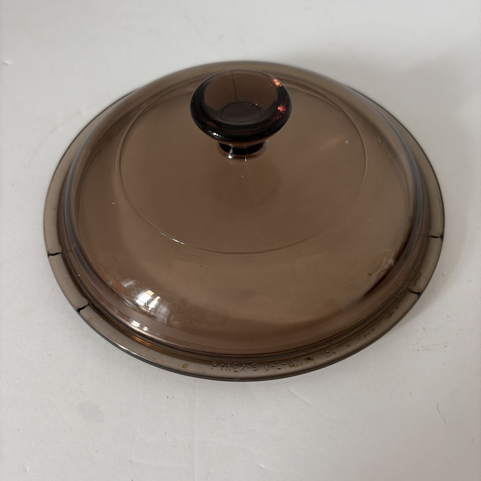 Pyrex V-1-C Vision Amber Glass Cookware Lid 6″ Round Pot Pan Cover P1 Vintage