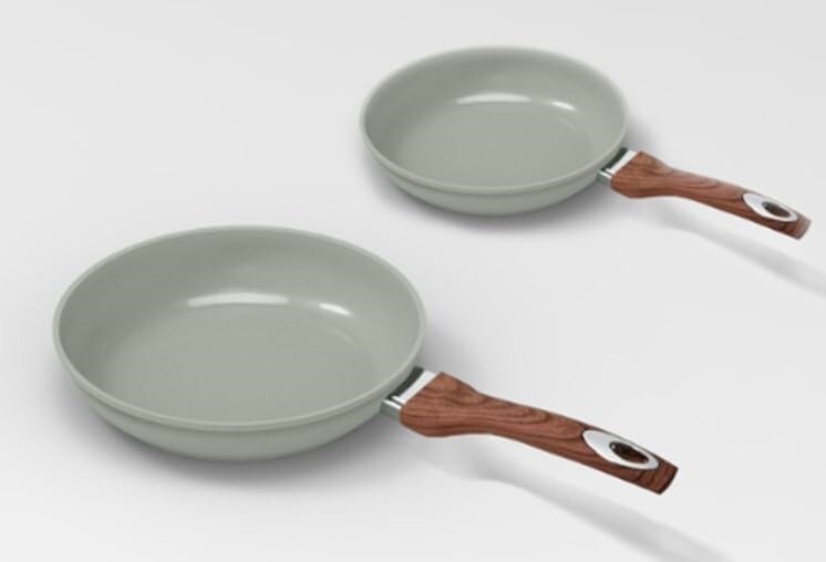 Juego De Sartén Gris Aluminio Antiadherente, 2 Piezas Juego De Cocina, 400°F NEW