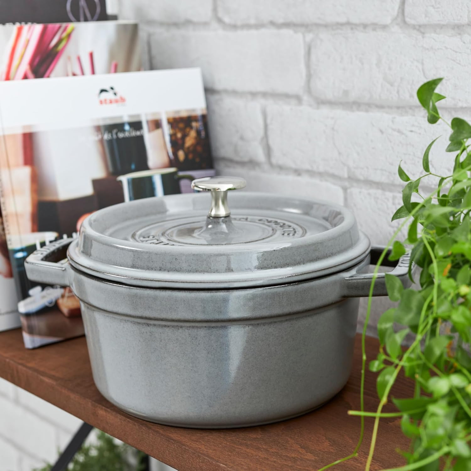 French Cast Iron Dutch Oven, 4-Qt Graphite Grey, Serves 4-6 People