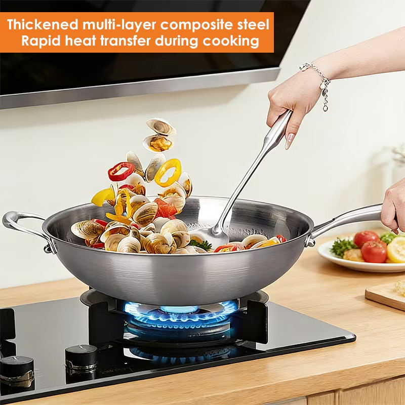 Professional Grade Pure Titanium Wok & Frying Pan – Hammered Finish Non-Coated C