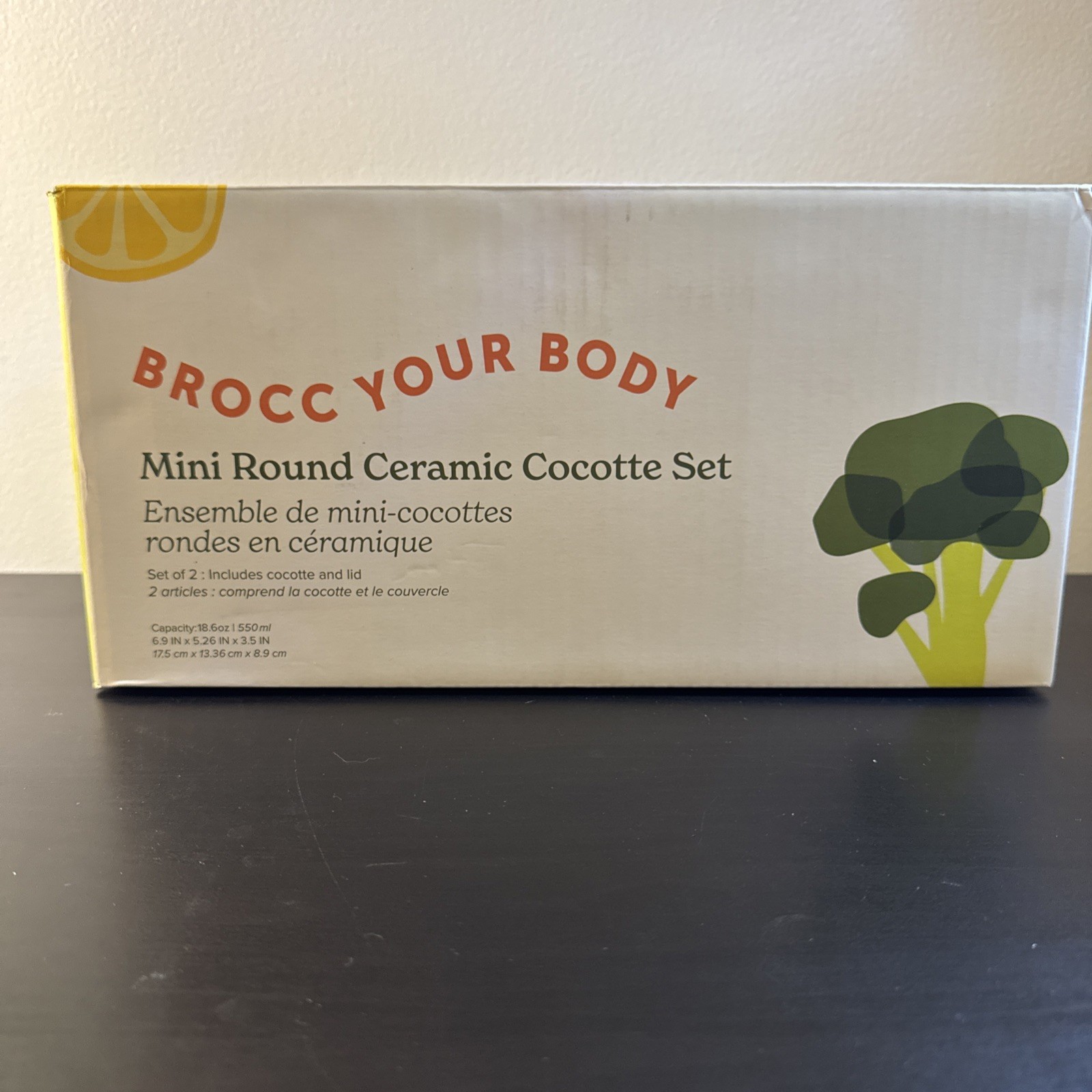 New Brocc Your Body Mini Round Ceramic Cocotte Dutch Oven Set Of 2 In Box
