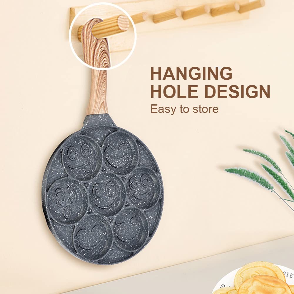 Pancake Pan Nonstick – 10 Inch Pancake Maker Pan With 7-Cup Mold Blini Pan Si…