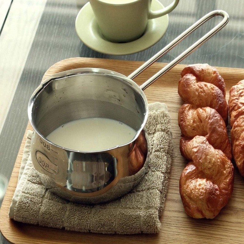 Stainless Steel Milk Pot Induction Cookware Mirror Polished Saucepan 1L New