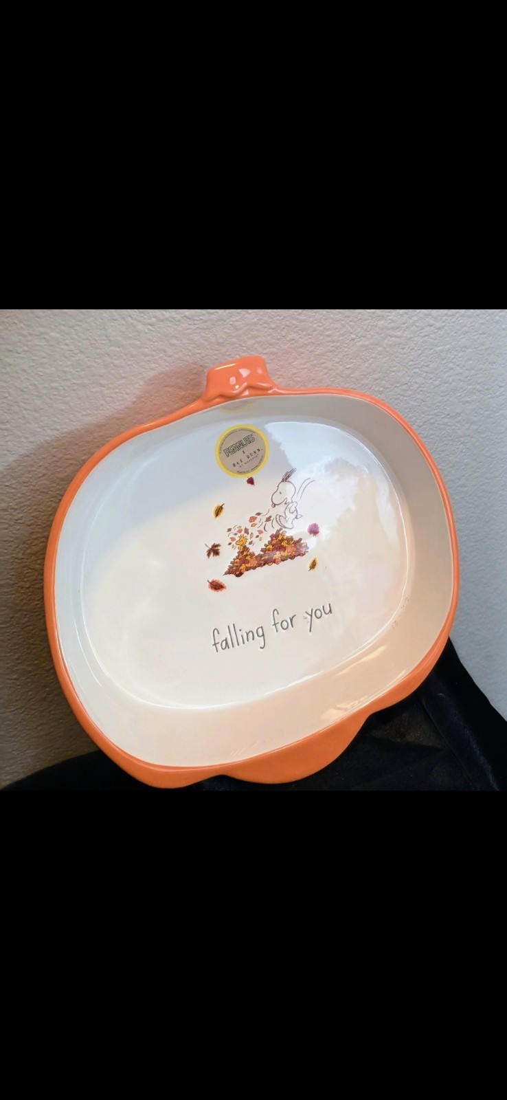 NEW! 2025 Rae Dunn Peanuts Snoopy “FALLING FOR YOU” Pumpkin Shaped Baking Dish