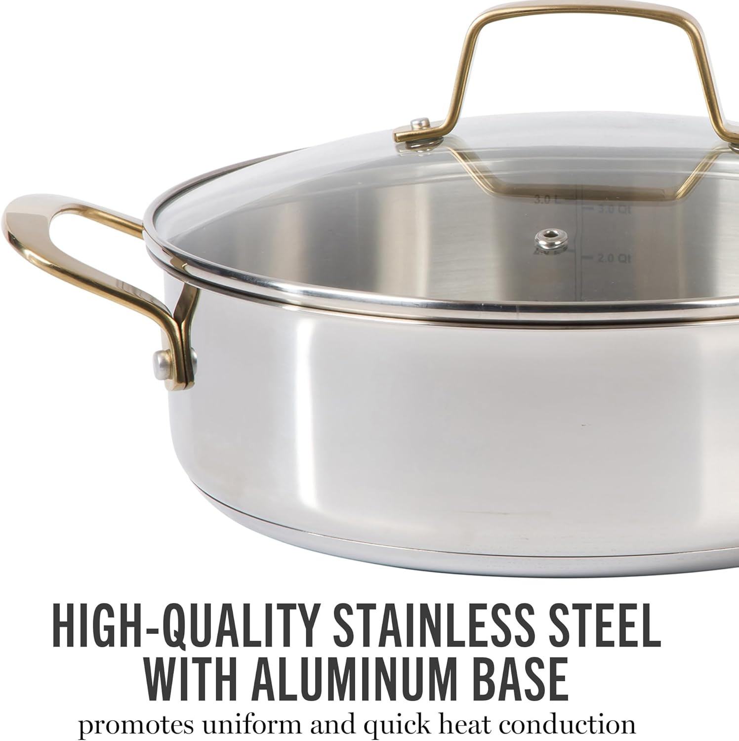 Castelle 10 Piece 18/8 Durable Stainless Steel Induction Safe Pots and Pans Non-