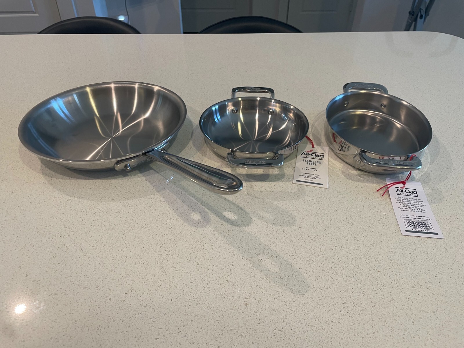 Brand New All-Clad Set – 8″ D5 Skillet, 7″ Oval Baker and 6″ Mini Gratin Pan