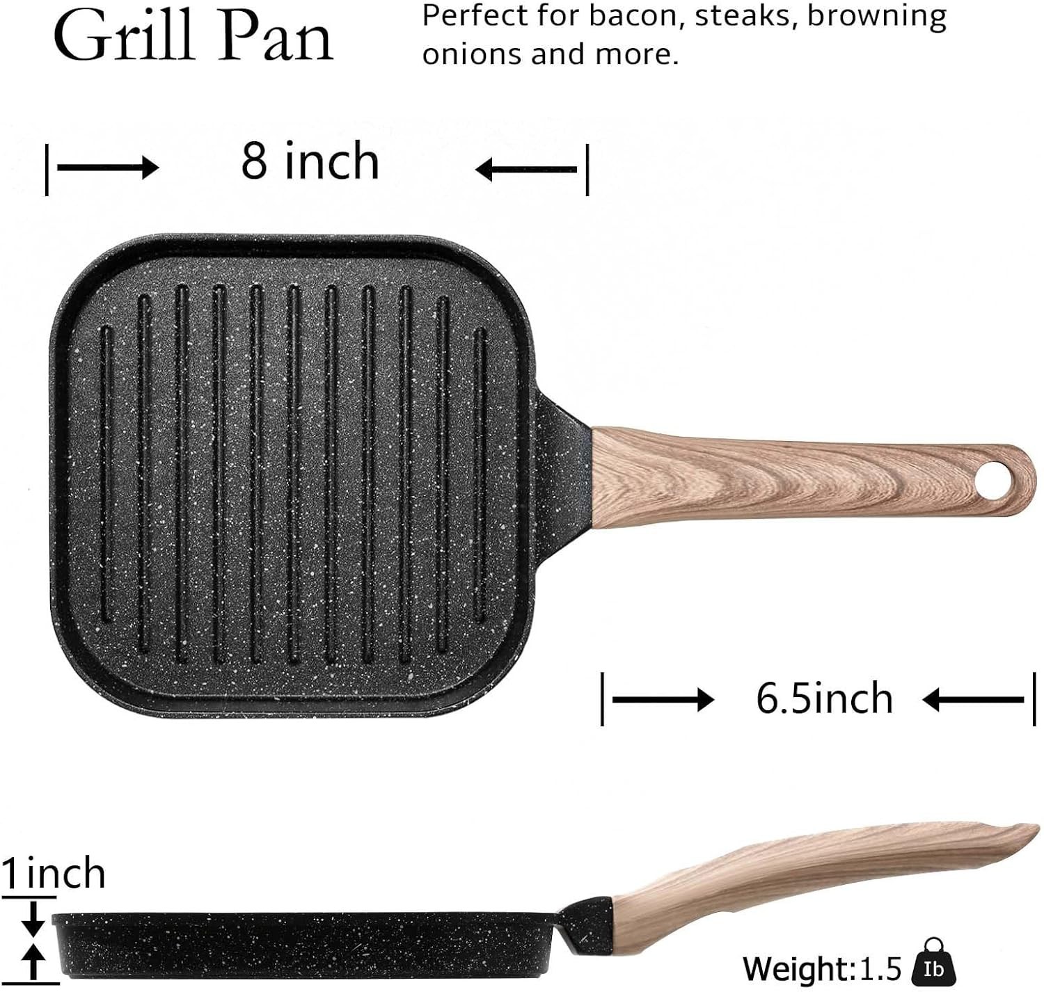 ESLITE LIFE 7 Inch Nonstick Small Grill Pan for Indoor