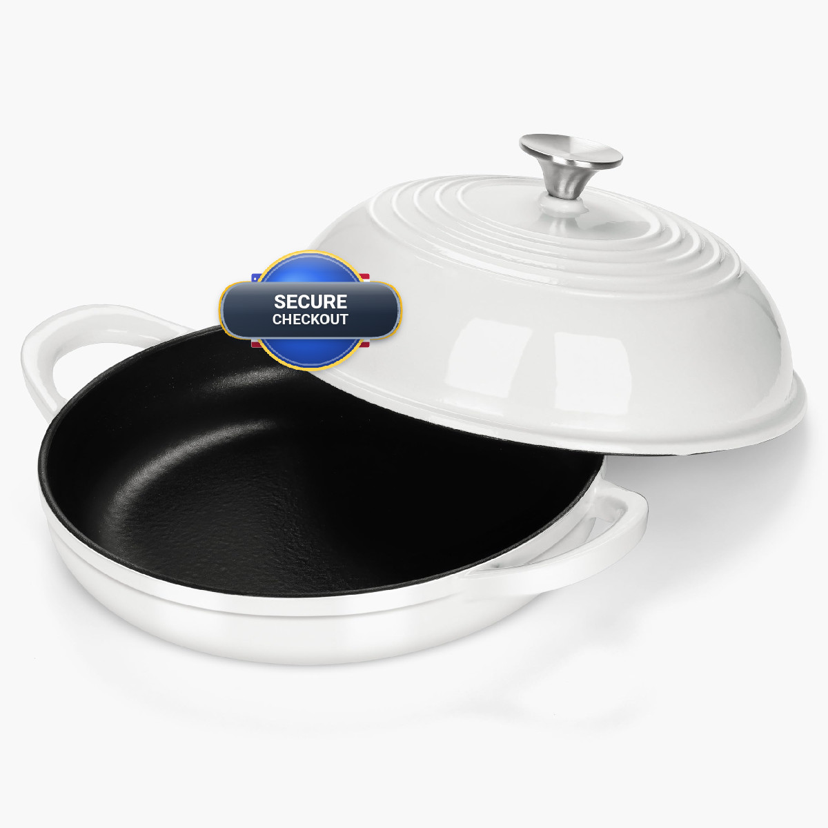 Hasteel 5 Qt Cast Iron Dutch Pre-Seasoned Enamel Pot Lid Non-Stick Round