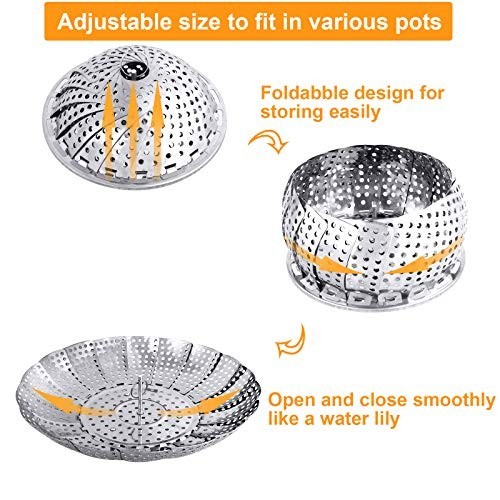 Stainless Steel Folding Vegetable Steamer Basket Collapsible Pot Insert Rack