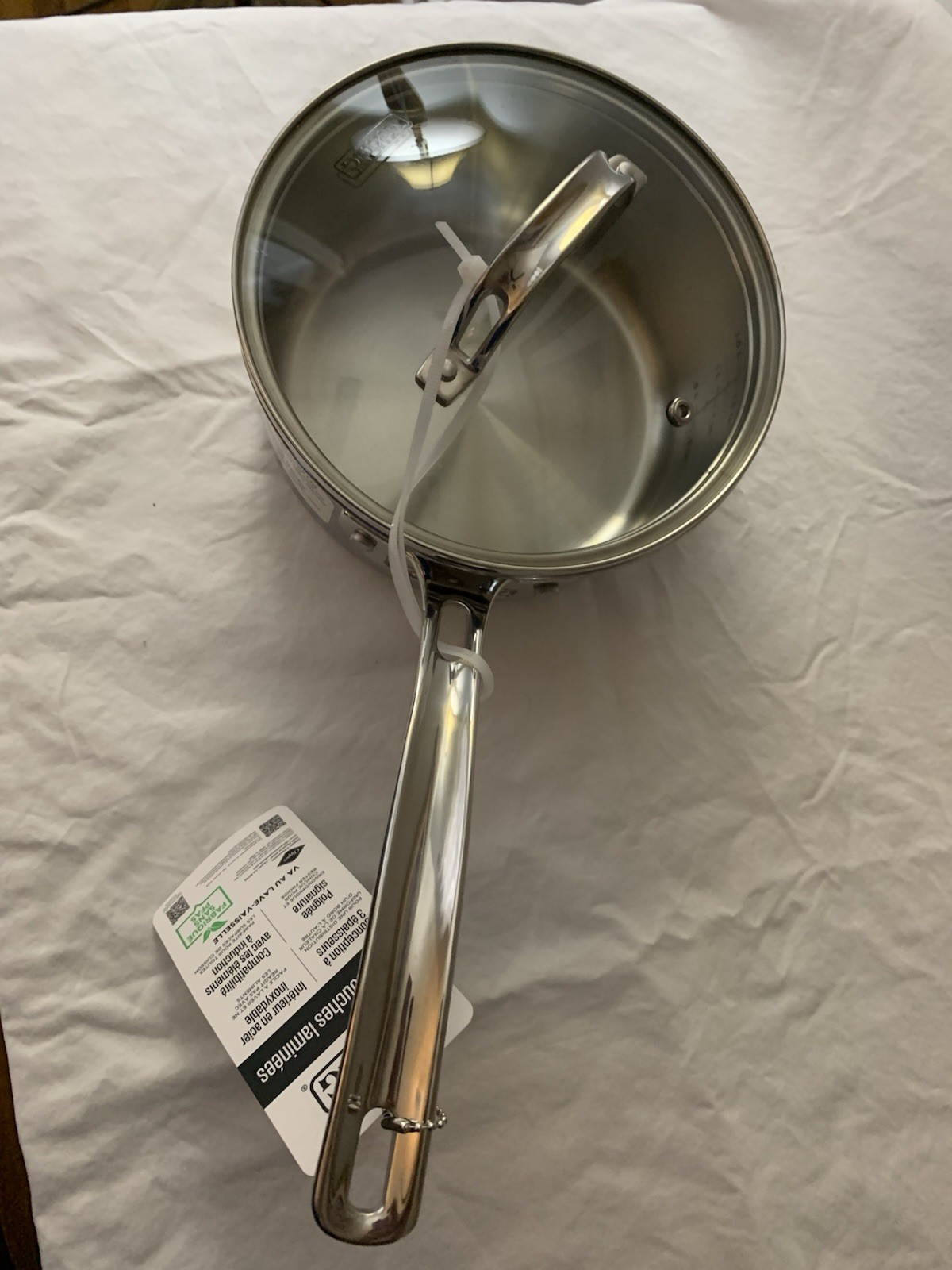 NWT VIKING 3-PLY STAINLESS STEEL Sauce Pan POT WITH GLASS LID 2.25 QT NEW
