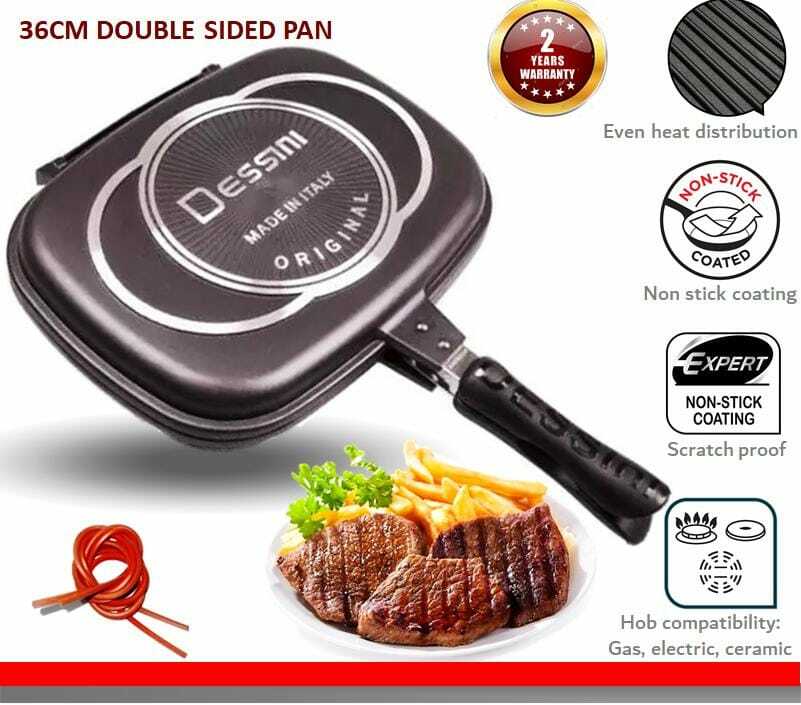 DESSINI Double Side Pressure Grill Frying Pan Scratch-Proof Die Casting 36cm