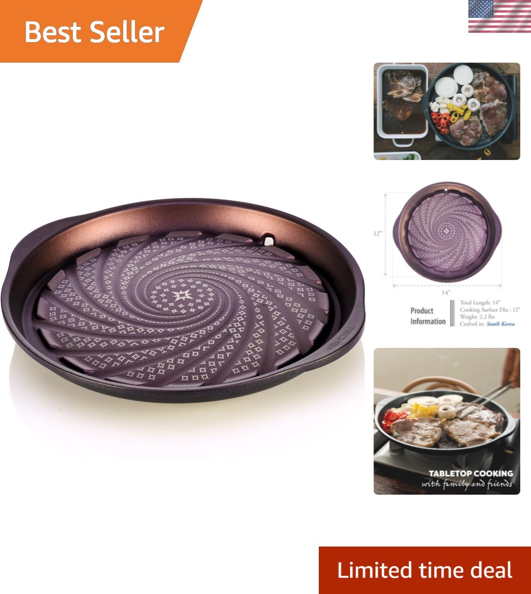 Korean BBQ Nonstick Grill Pan – Dishwasher Safe, Oven Safe, Made in Korea