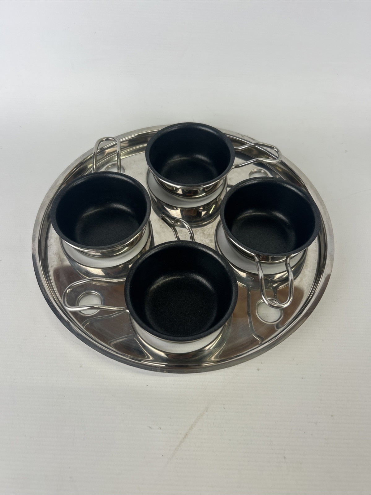 4 Egg Poacher Pan 18/10 Stainless – Roscan Corlini – Tray & Cups Only – No Pan