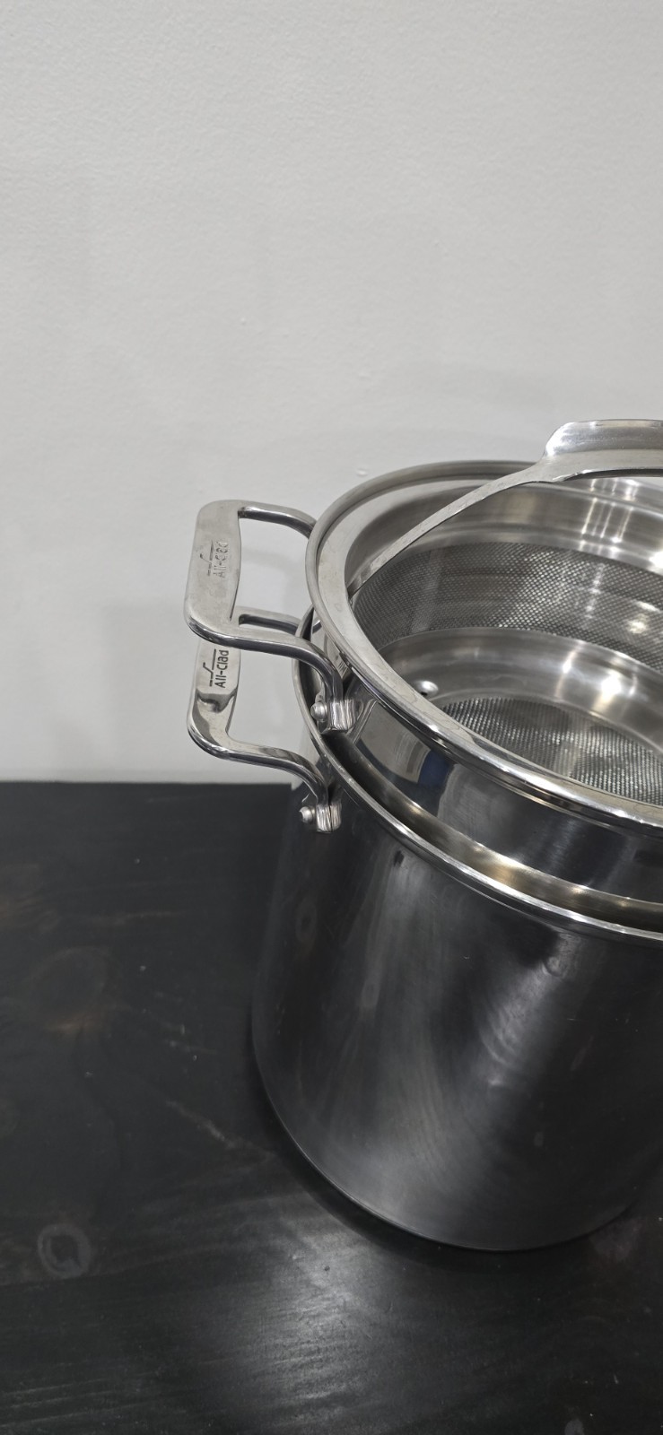 All-Clad Stainless Steel Multi Pot 3 Piece Pasta Strainer Steamer **NO LID***