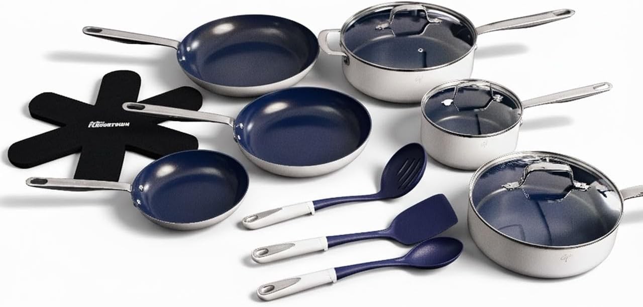15-Piece Ceramic Cookware Set, Nonstick Pots and Pans for Cooking, Induction