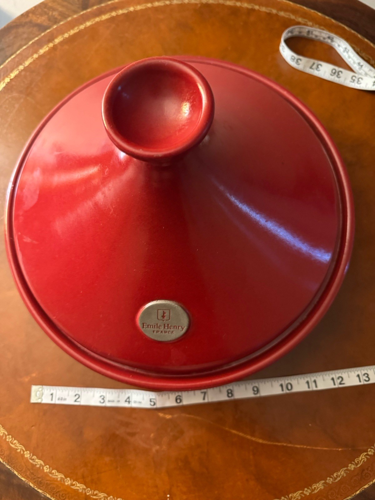 Emile Henry Flame Ceramic Tagine 3.7 Qt Burgundy Red Moroccan Stew Pot France