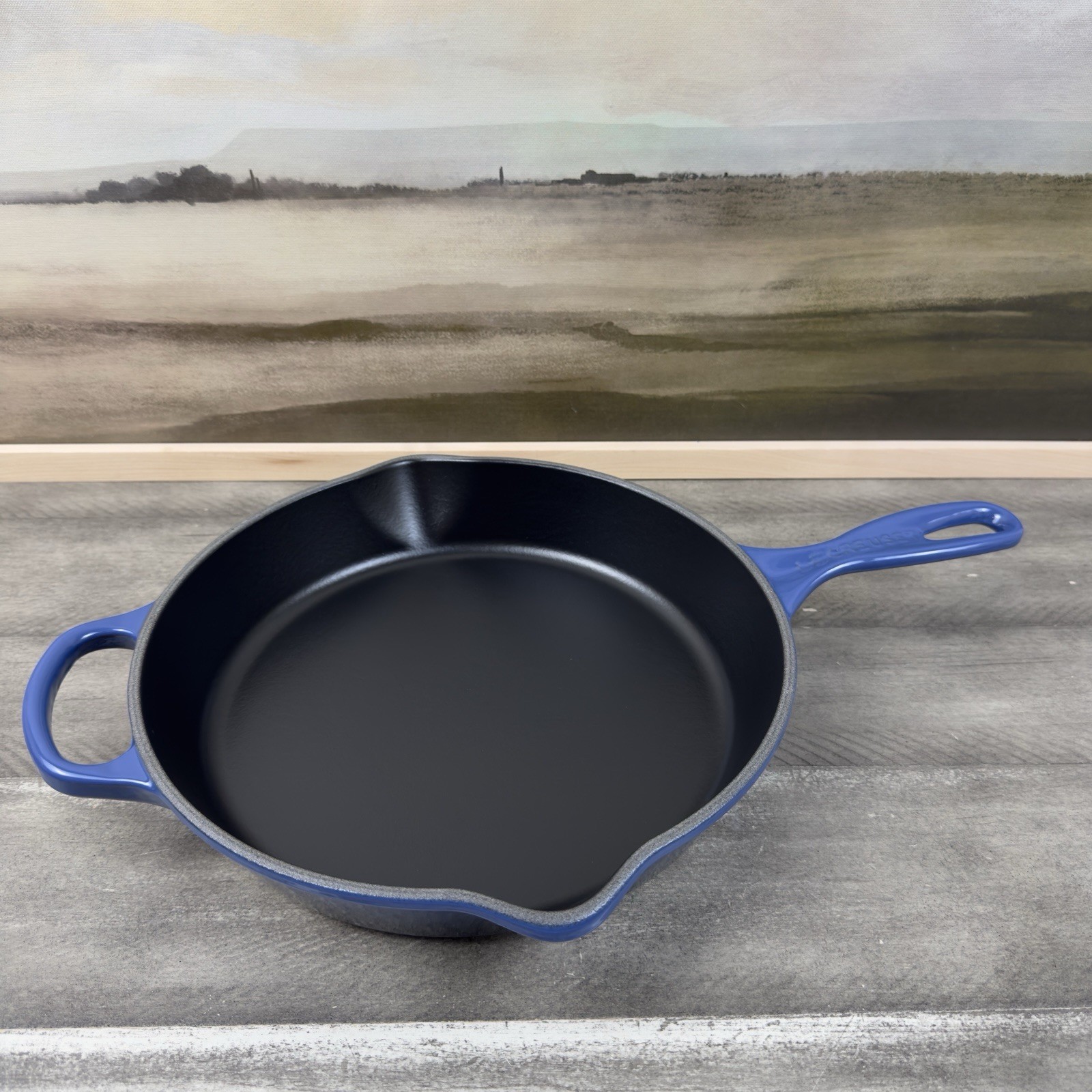 Le Creuset Signature Enameled Cast Iron Deep Skillet 10 1/4” Lapis Scuffed Read