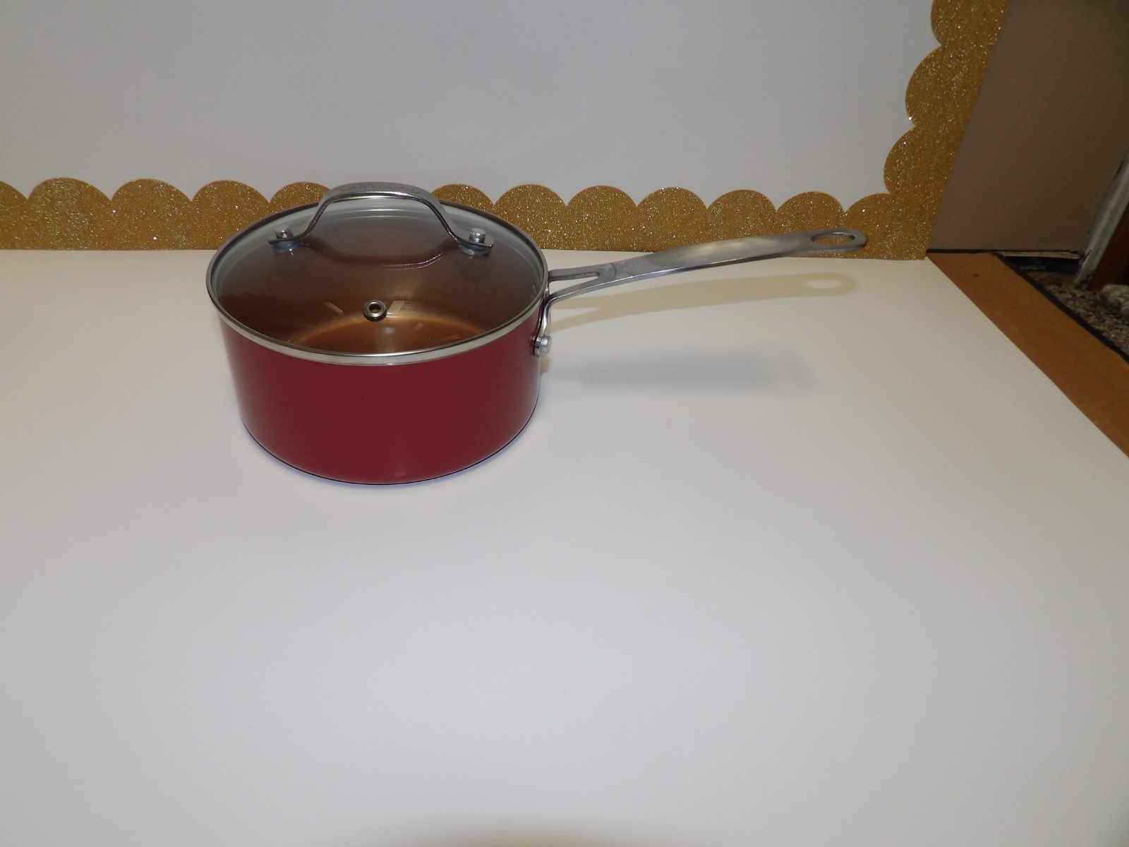 Gotham Steel 1.5 Qt Sauce Pan Copper Ceramic Nonstick Cookware Pot with Lid