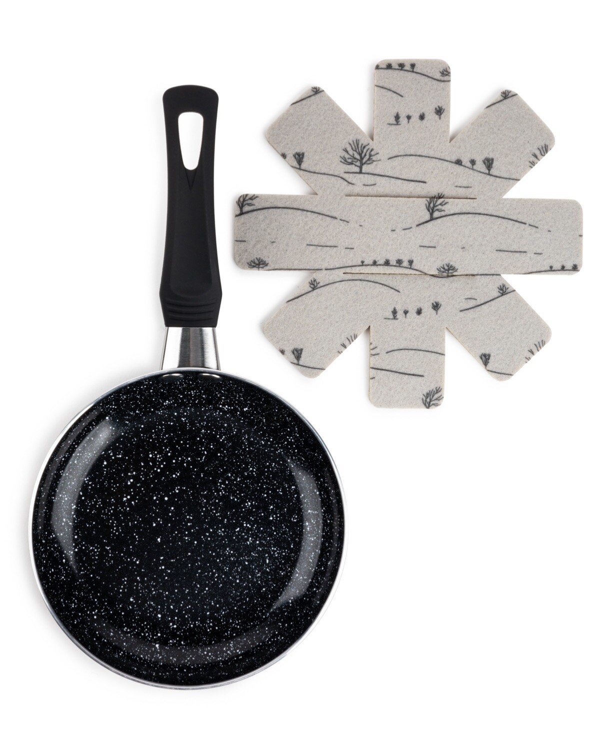 Brooklyn Steel Co 2 Pc Set Mini Frying Pan Black Pan Protector Pad Black NEW