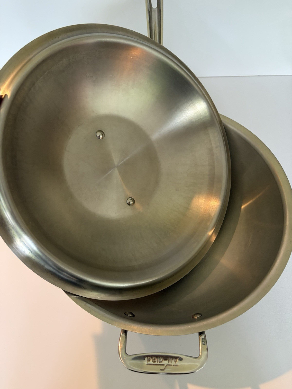 All Clad Metalcrafters Copper Core 12” 4 Qt Saucier Pan + Dome Cover EUC!