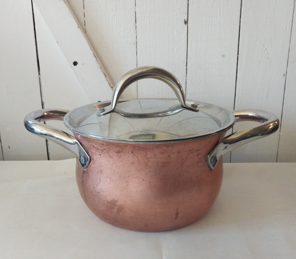 La Sera Hammered Cookware Copper Pot Collection De Luxe Copper Triply w/Lid