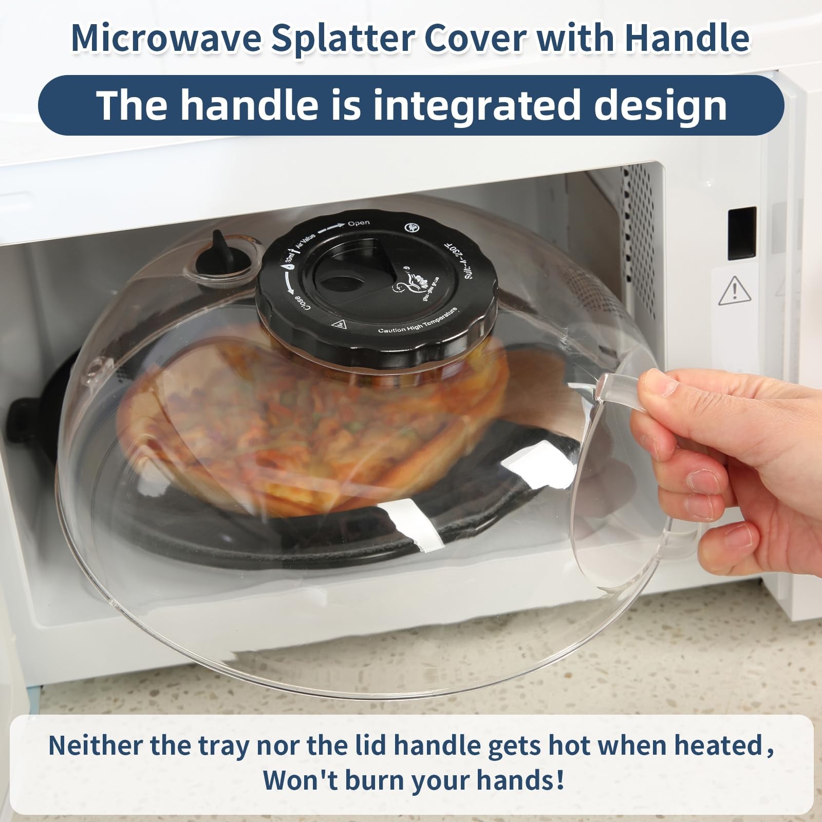 10.2 Inch Microwave Splatter Cover Lid with Water Steamer Microwave Splash Guard