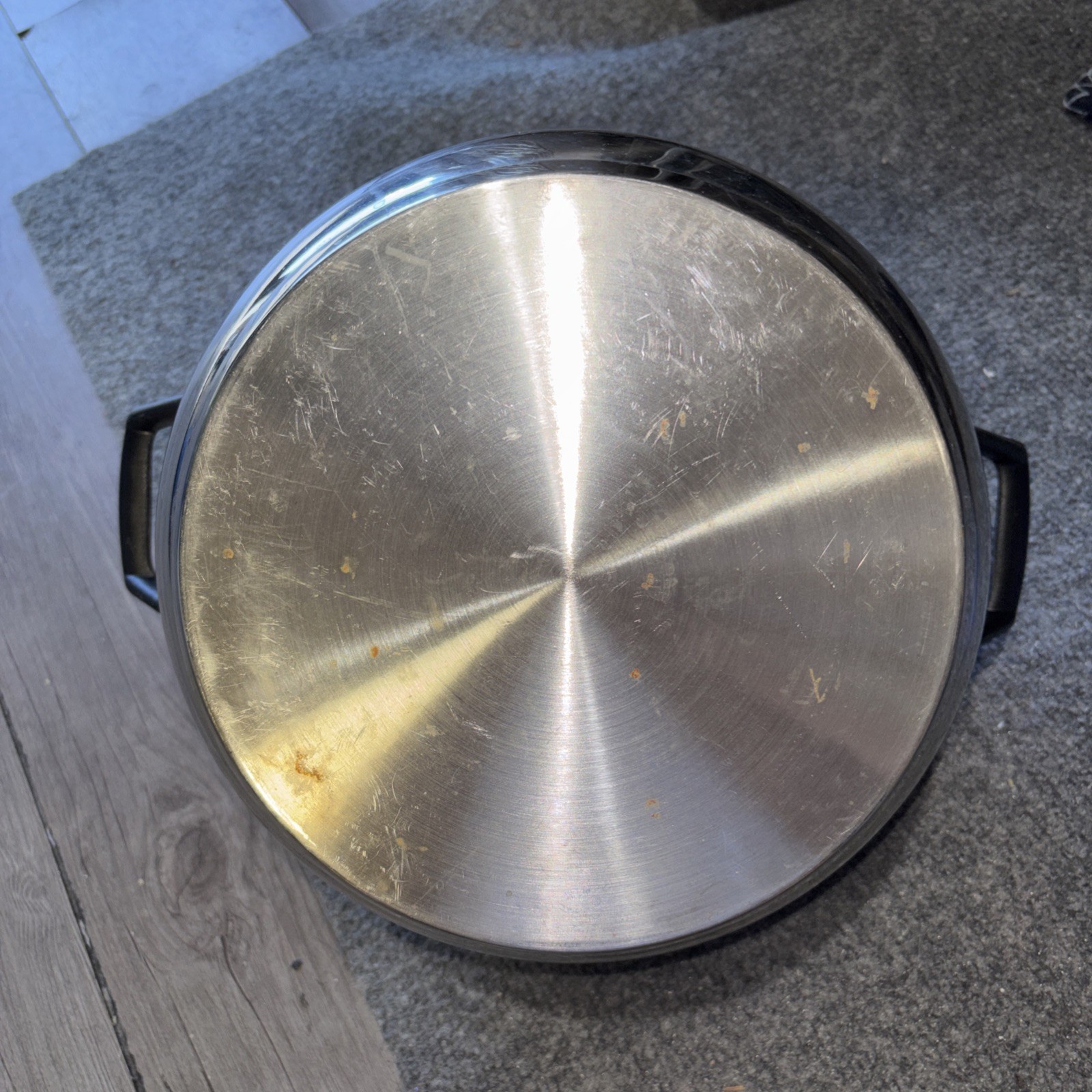 Pasta Pot 6 Quart Stainless Steel Locking Lid Strainer Holes Silver Double Grip