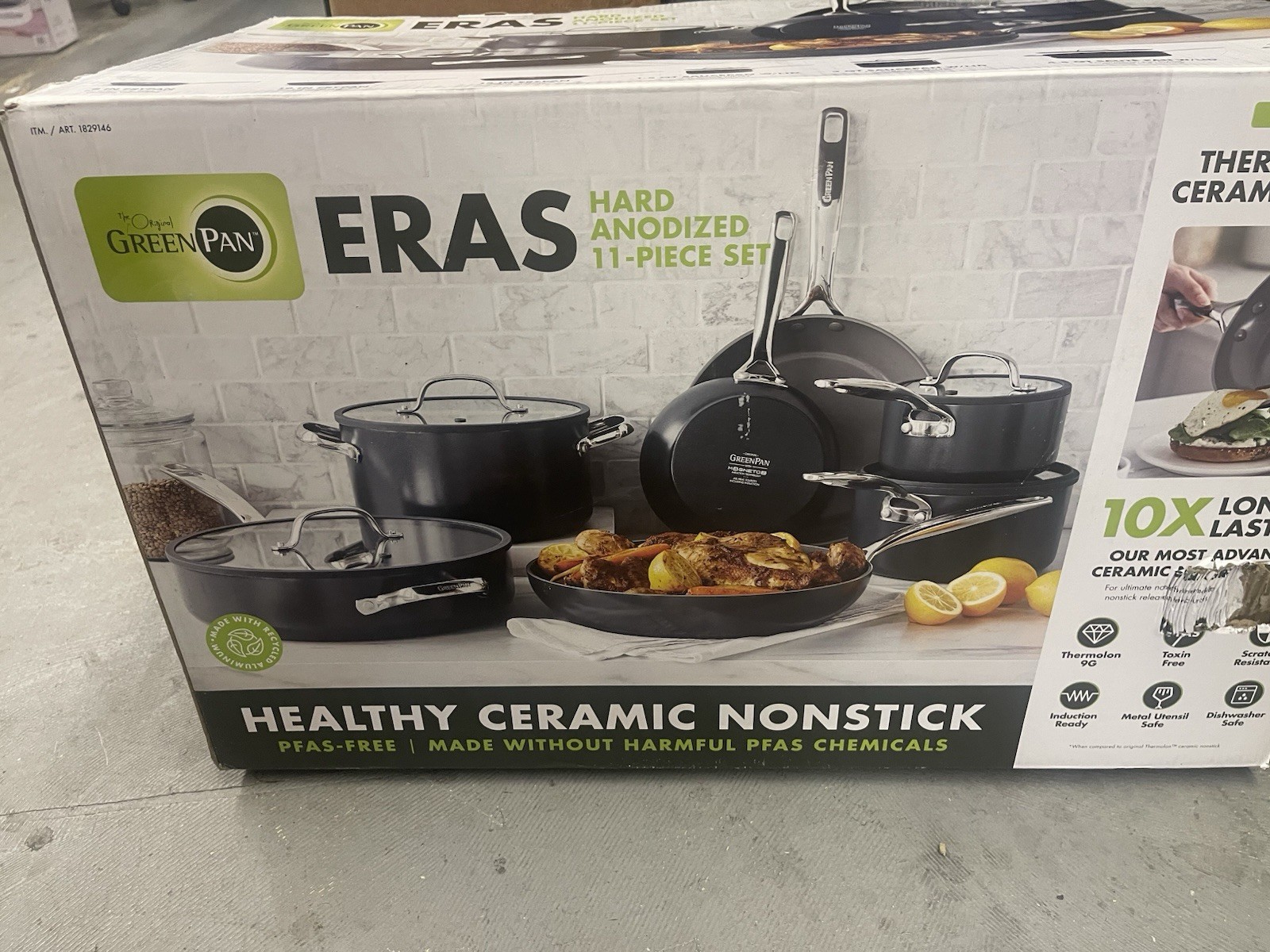 Green Pan Eras 11 Piece Cookware Set New Open Box Ceramic Nonstick
