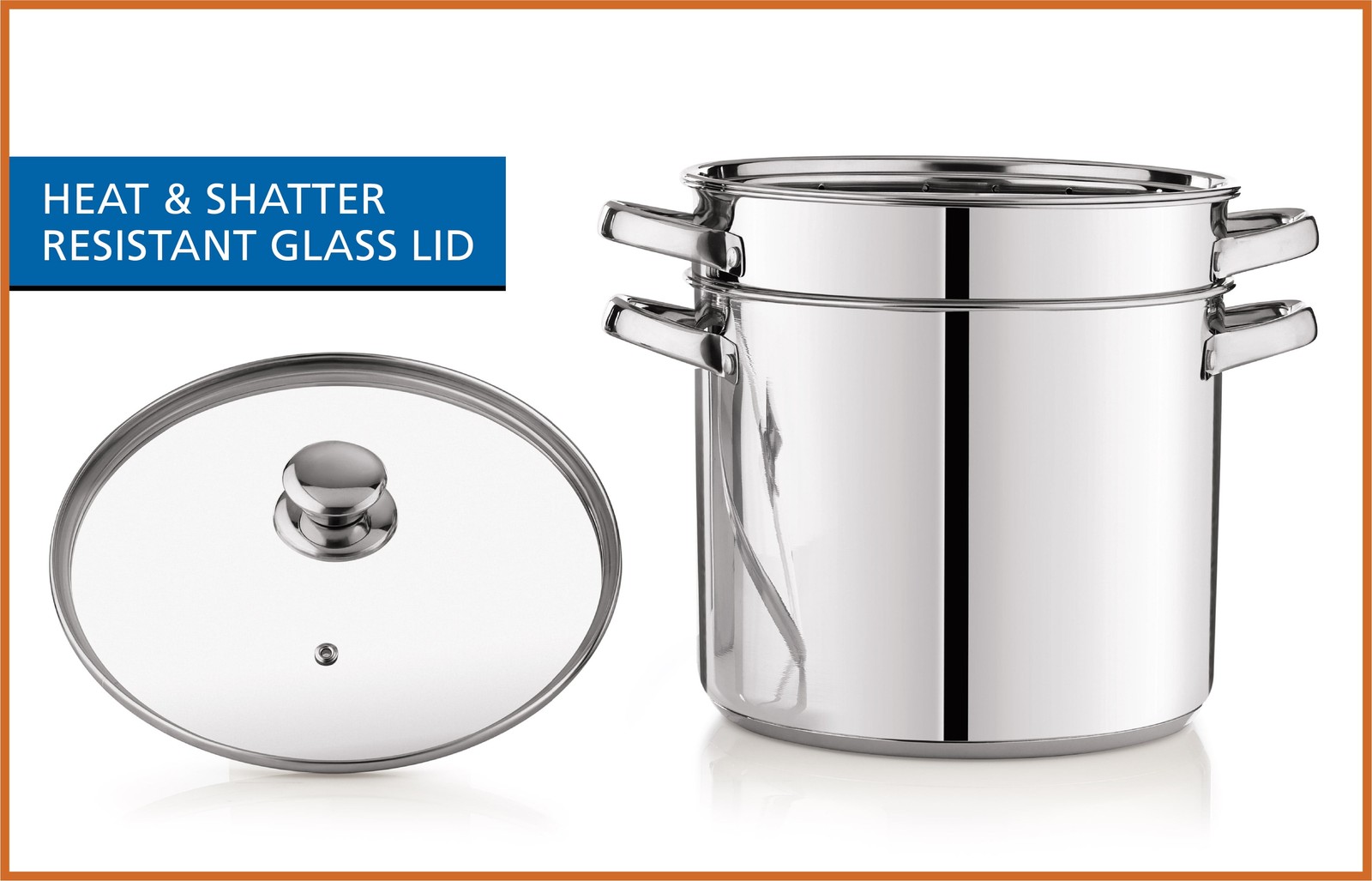Multi-Cooker Set with Lid 8 Qt Pasta Steam Pot Stainless Steel Steamer Basket