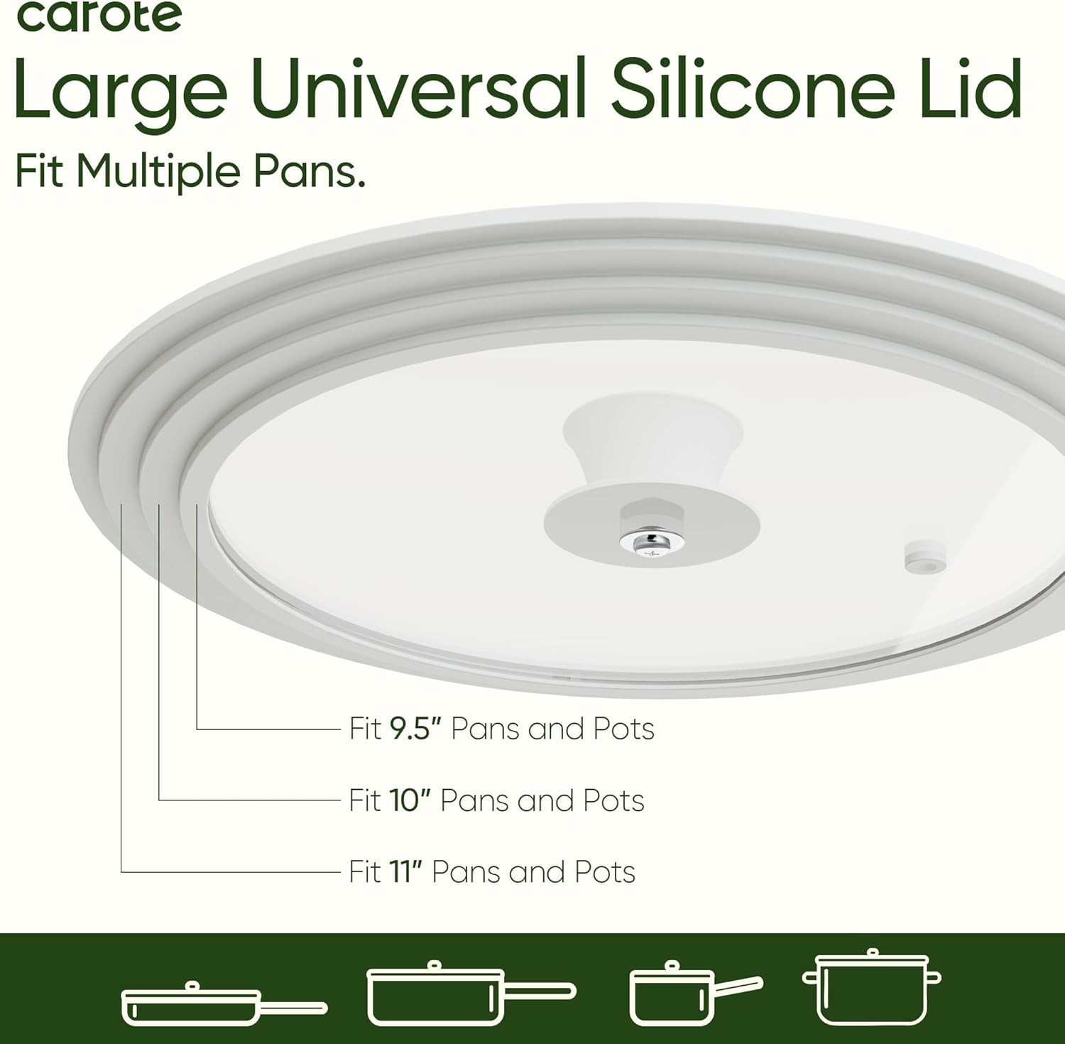 CAROTE 2 PCS Universal Silicone Lid for Pots, Pans and Skillets, Pot Lid fit 6″,