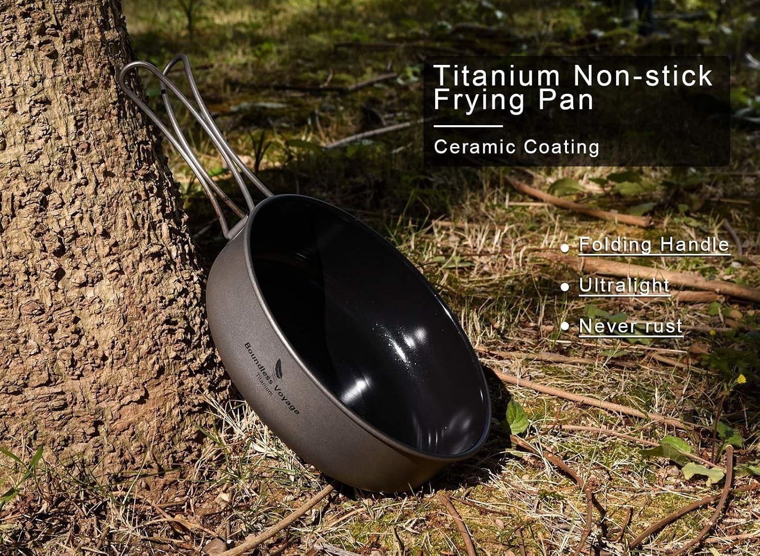 Titanium Non-Stick Frying Pan with Folding Handle Non-Stick Ceramic Coating F…
