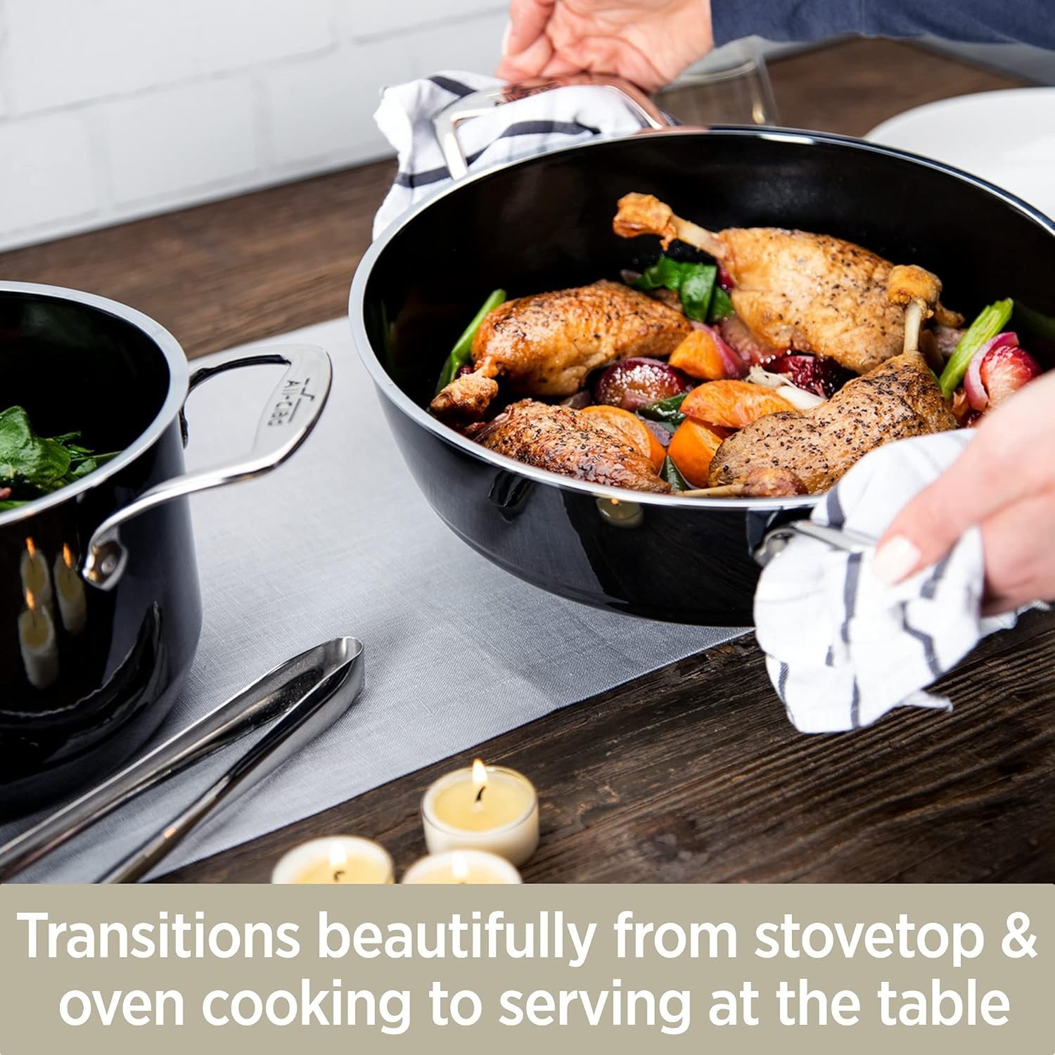 All-Clad FUSIONTEC Natural Ceramic with Steel Core 4-qt Soup Pot, Platinum