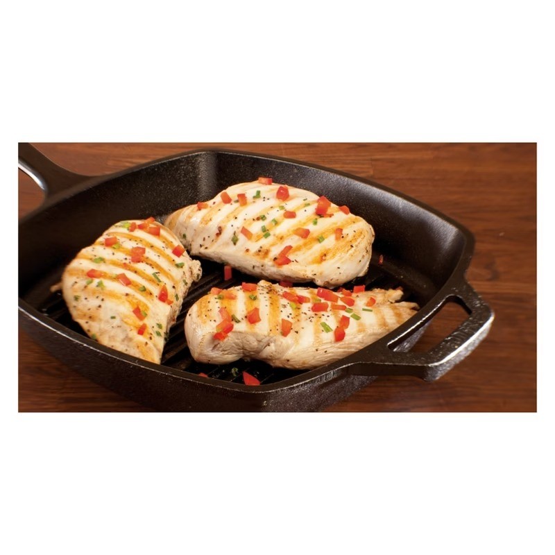 10.5″ Cast Iron Square Grill Pan, Preseasoned, Nonstick, Induction & Oven Safe