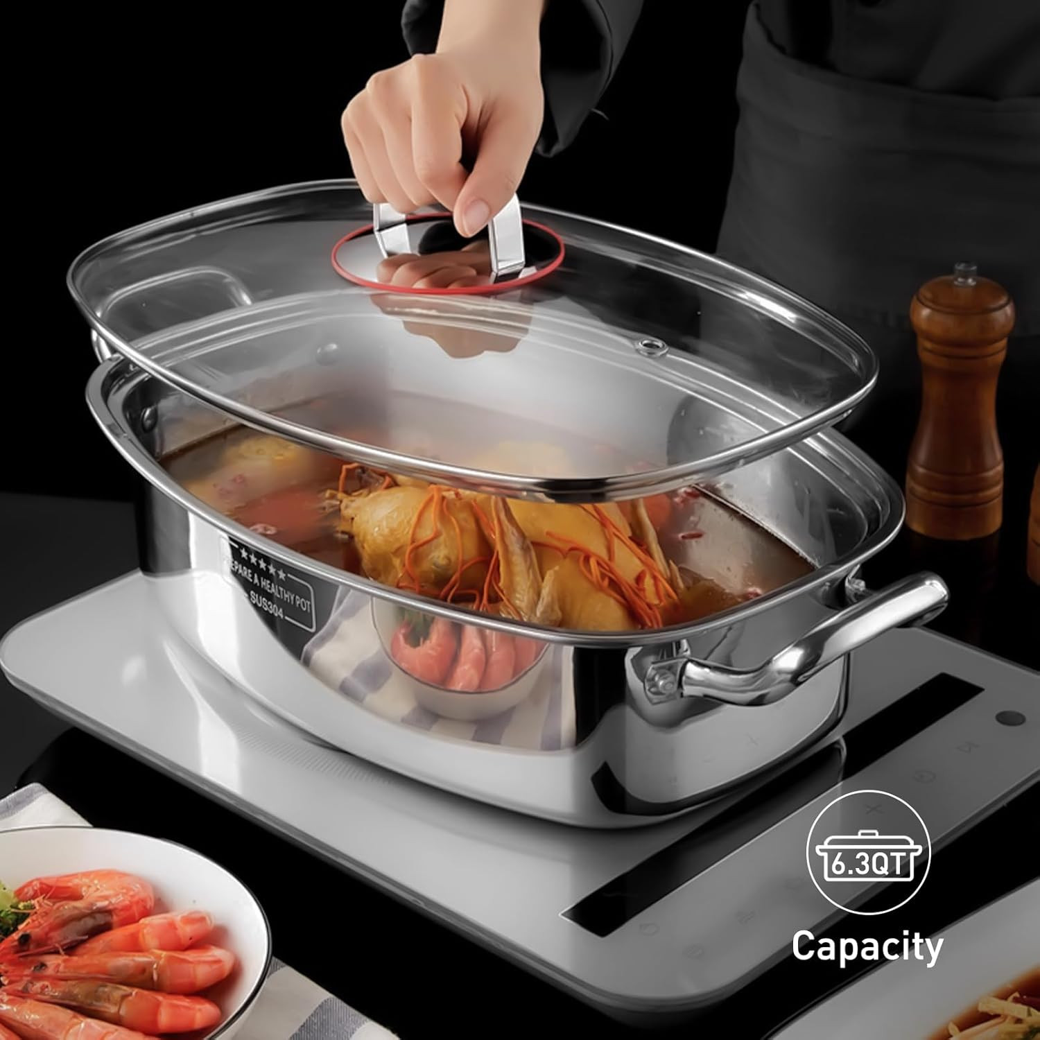 2-Tier Stainless Steel Fish Steamer & Stockpot – Multi-Use Cooking Set