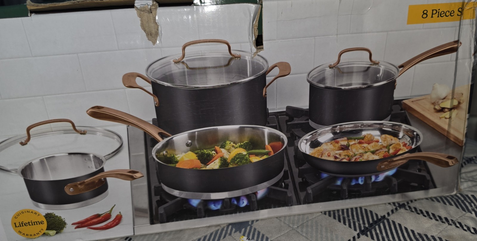 Cuisinart 8pc Classic Matte Stainless Steel Cookware Set Black Blush Bronze