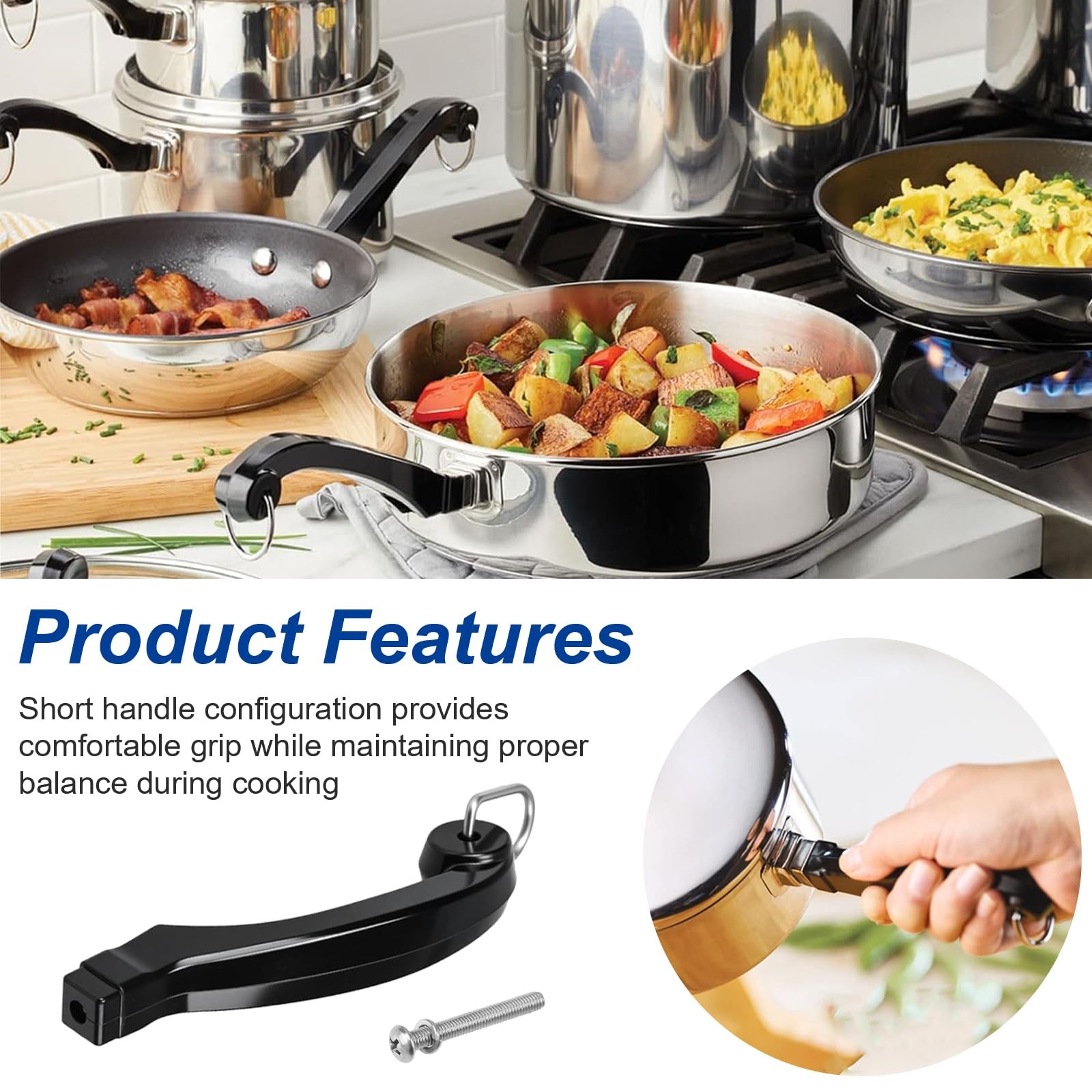 P08-031 Saucepan Handle Replacement (Short) Fits for Farberware 1, 1.5, 2 and…
