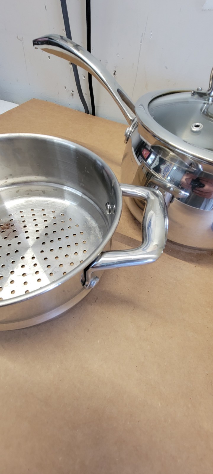 Biltmore 3 Pc Sauce Pans Pots Heavy Stainless Steel Oven Safe Steamer 3.4 2.3 QT