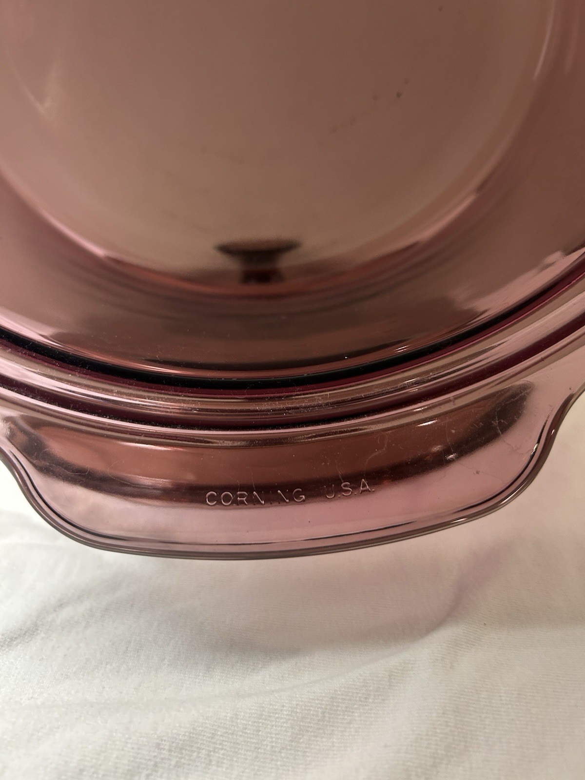Used Pyrex Corelle Visions Cranberry 5L Dutch Oven w Lid Uncoated Glass Bottom