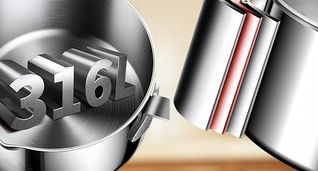 KANGXW 316L Stainless Steel Saucepans, 1.0 Quart Pan, With Pour Spout and Filter