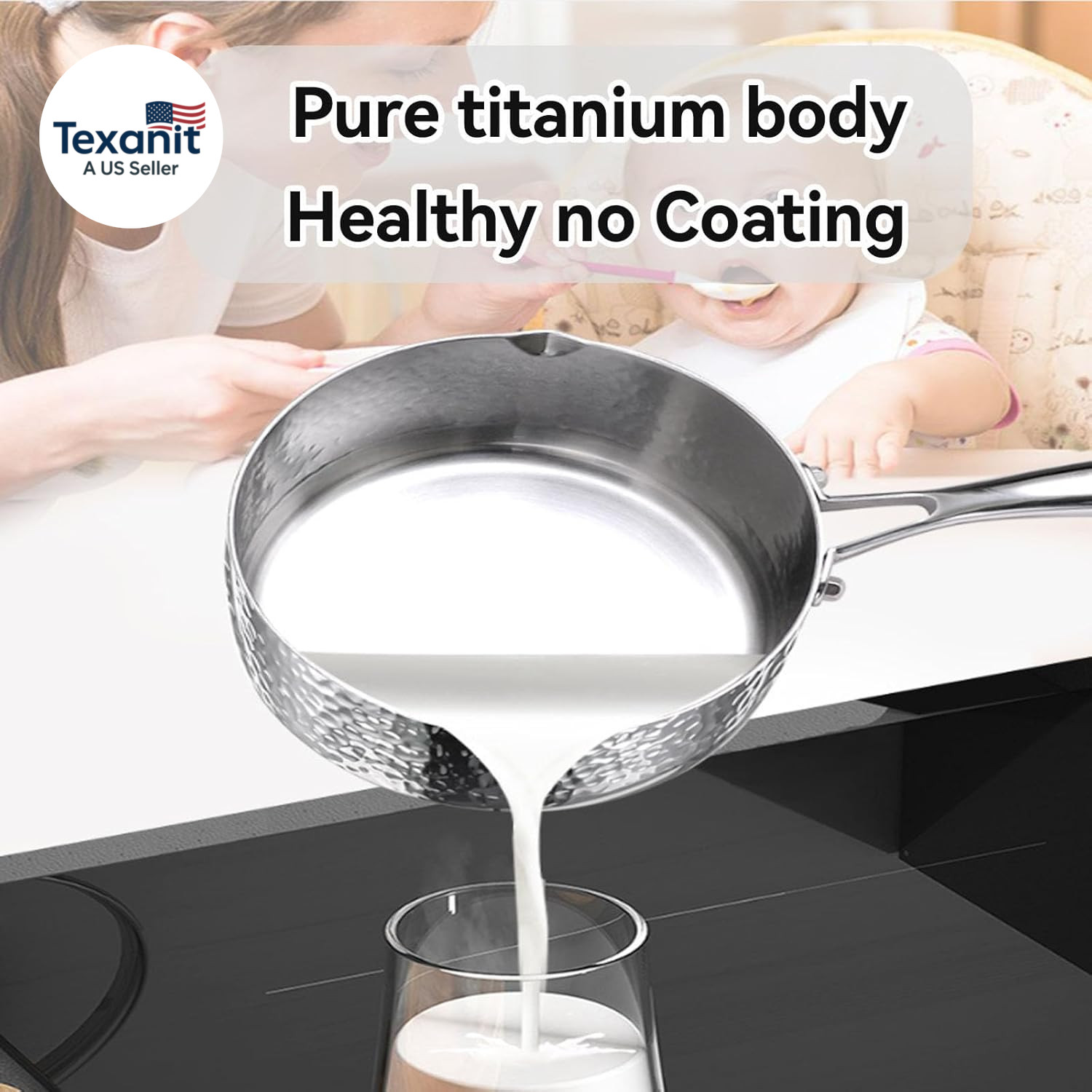 Titanium Saucepan, Non-Stick Pan Pot with Lid, Titanium Pans for Cooking, Fast &
