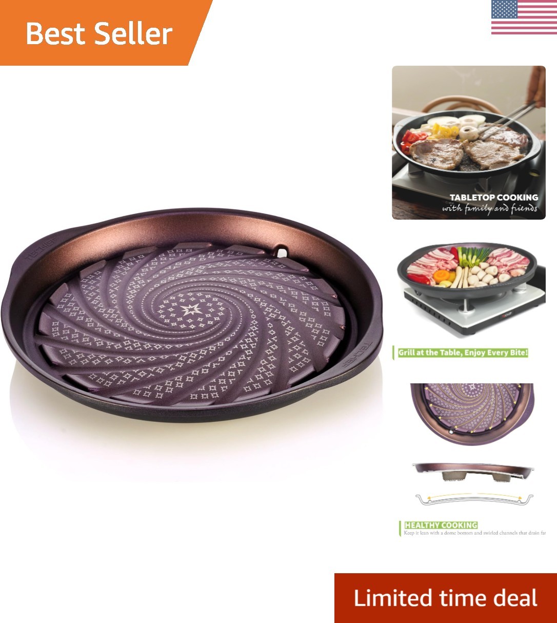 Effortless Cooking with This Nonstick Korean BBQ Grill Pan – 12” Round & Ready