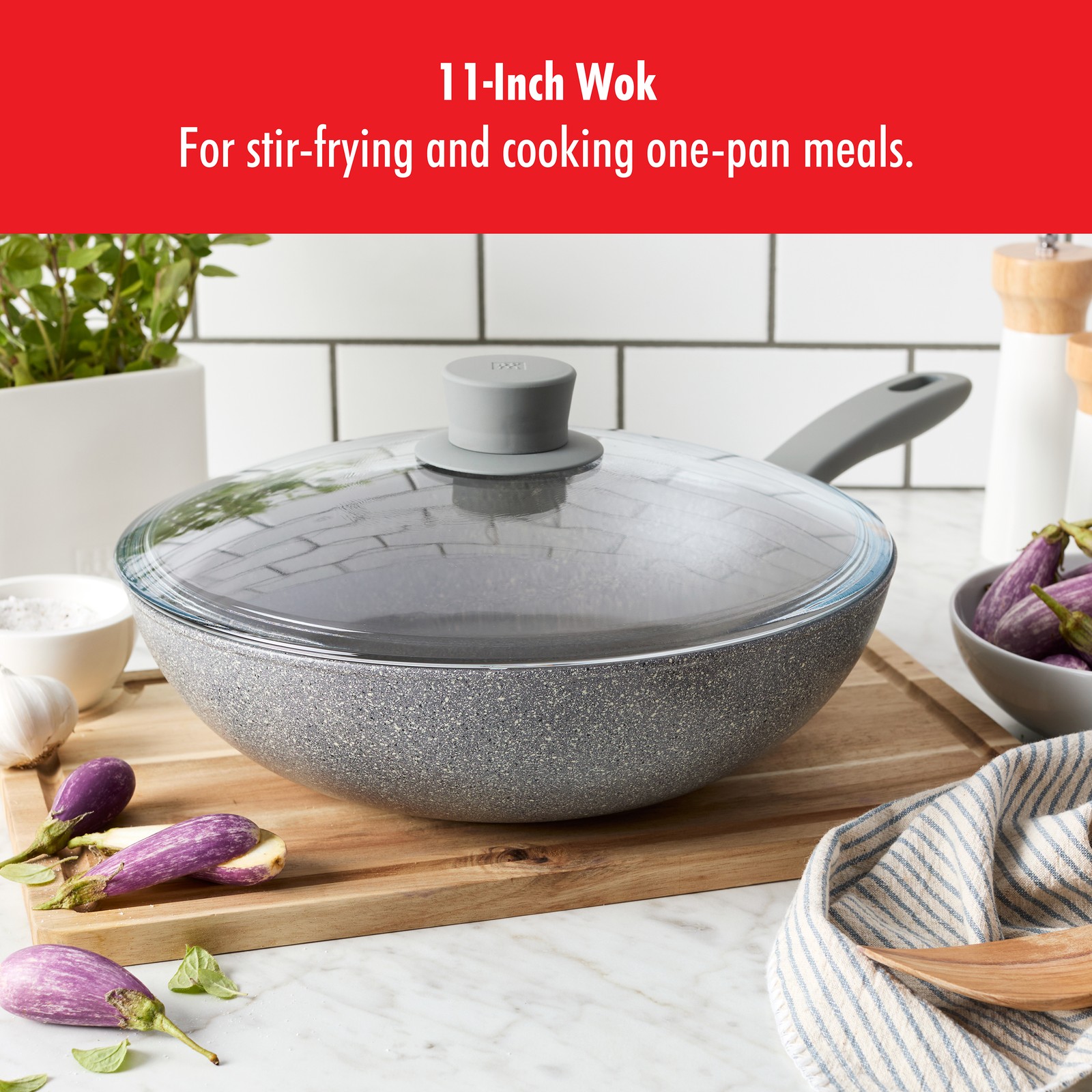 ZWILLING Parma Plus 11-inch Aluminum Nonstick Wok with Lid