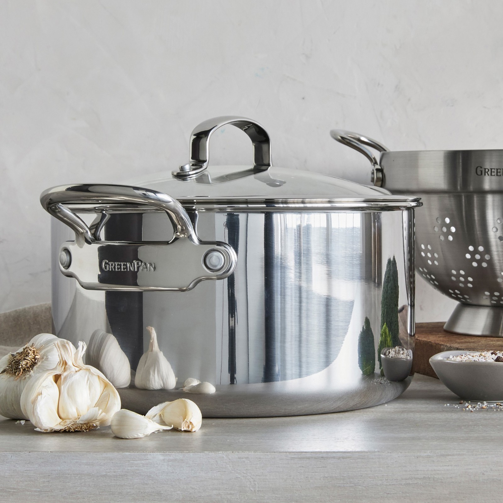 GreenPan Premiere Max Stainless-Steel Ceramic Nonstick Steamer Multipot, 6-Qt