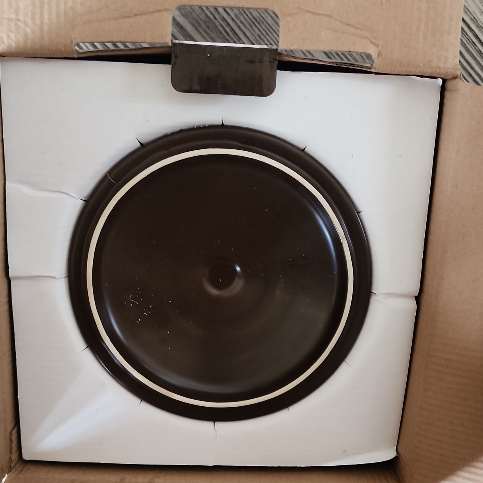 PARINI Ceramic Round Brown White Casserole Pan/Pot With Lid Kitchen Cookware