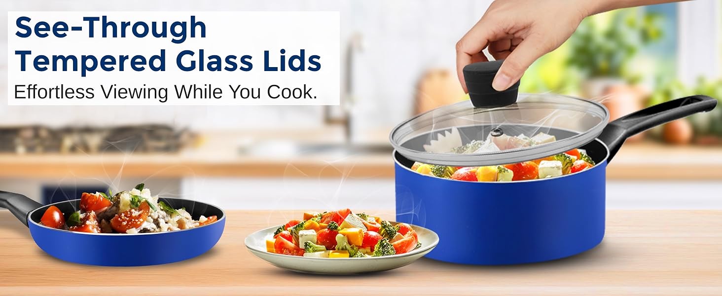 Kitchenware Pots and Pans Set, Basic Kitchen Nonstick Cookware Set, Heat