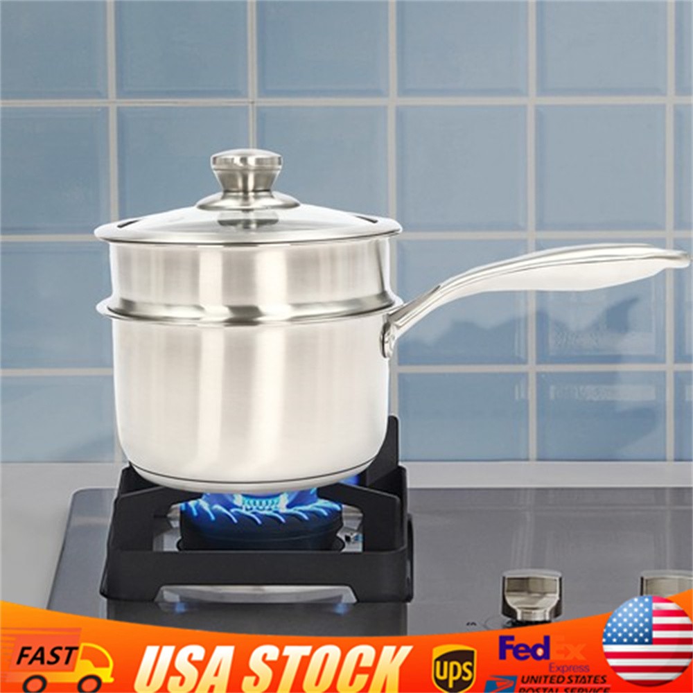 Double Layer Anti-rust Steaming Pot With Steamer Uncoated Stainless Saucepan