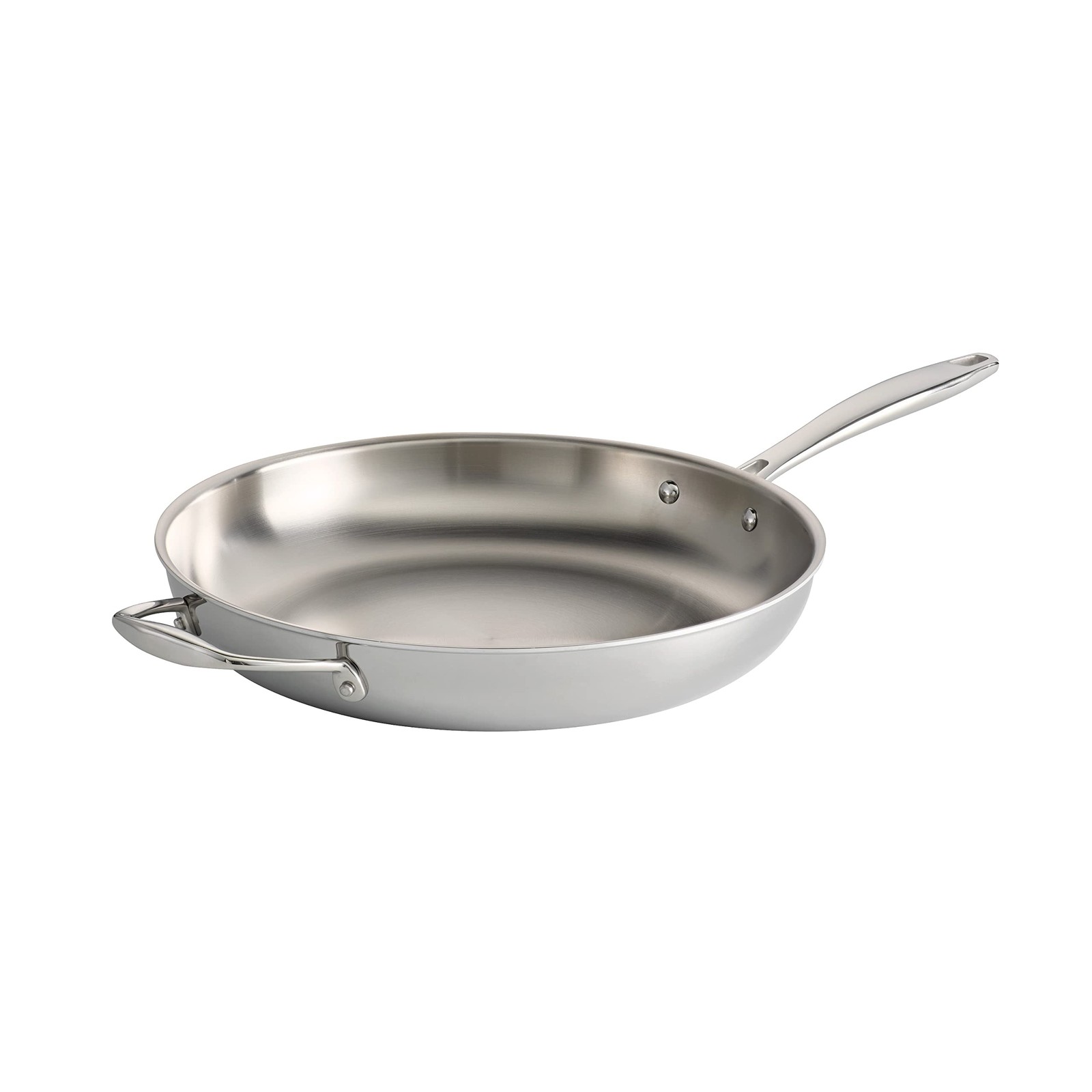 Tri-Ply Clad Stainless Steel 12-Inch Large Frying Pan with Helper Handle, Induct